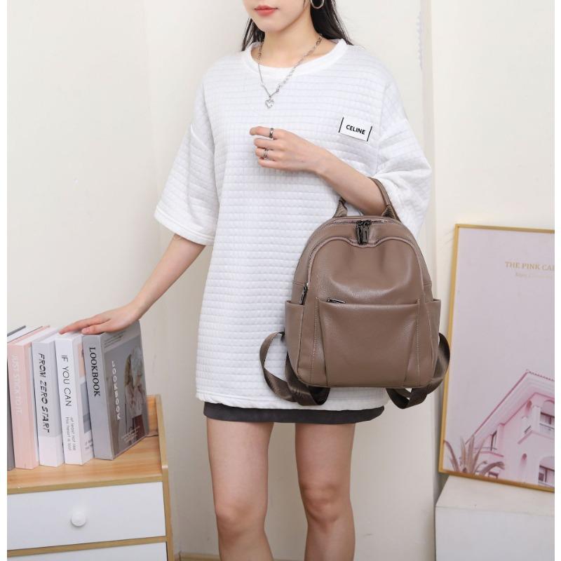 Genuine Leather Backpack Fashionable Schoolbag Soft Leather Large-capacity Backpack
