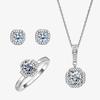 Zircon Necklace Fashion Jewelry Zircon Ring Stud Earrings 925 Sterling Silver Jewelry Set