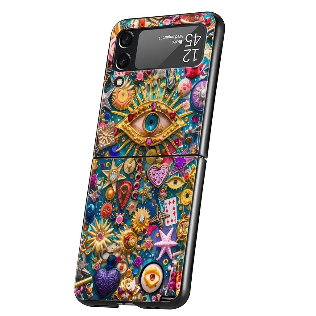 Fashion Eyelashes Eyes Hard PC Phone Case For Samsung Galaxy Z Flip 7 6 5 4 Black Cover For Galaxy Z Flip3 Foldable Fundas Shell