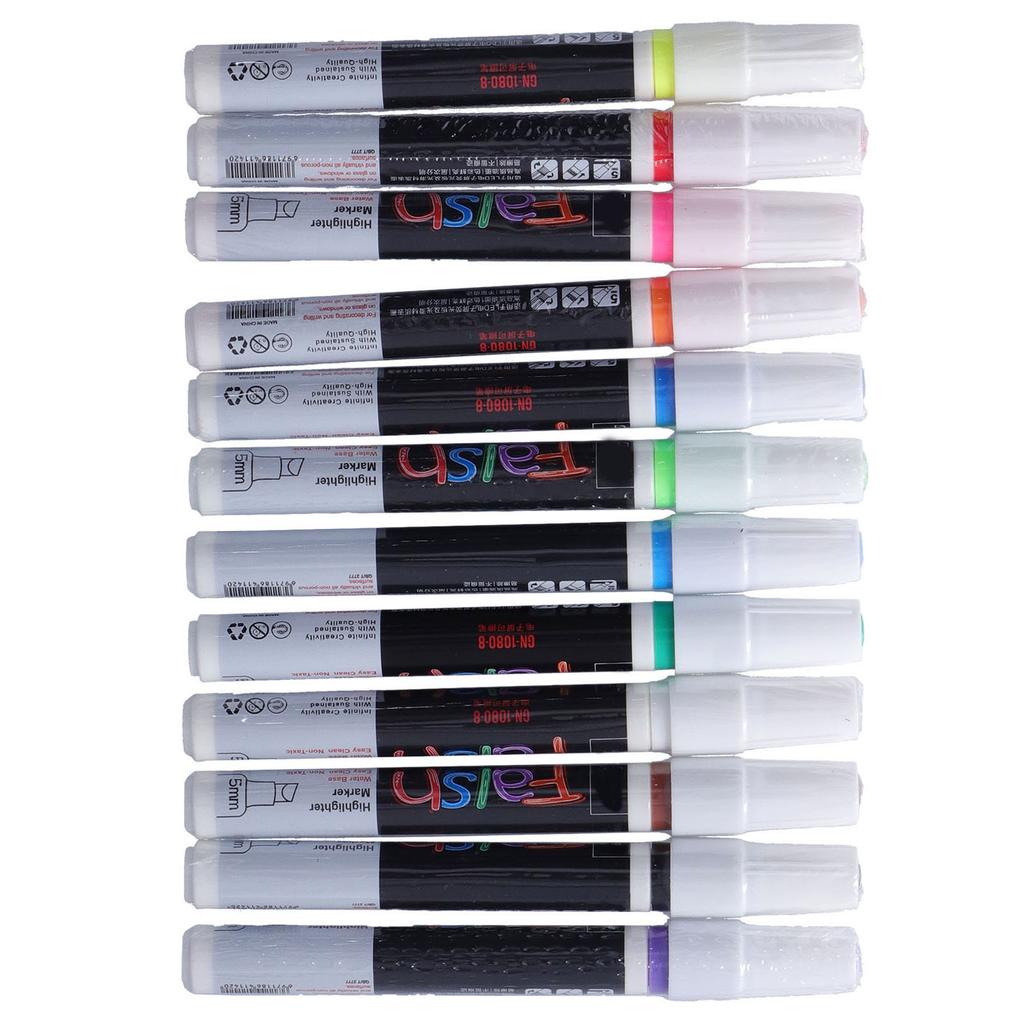 12pcs Highlighters Erasable Bright Color Smooth Watercolor Markers for Electronic Screen Painting Graffiti
