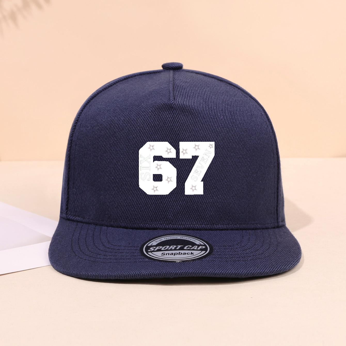 

1PC breathable flat brimmed hat! 67 star trendy logo+adjustable head circumference, no sweat during daily travel темно-синий