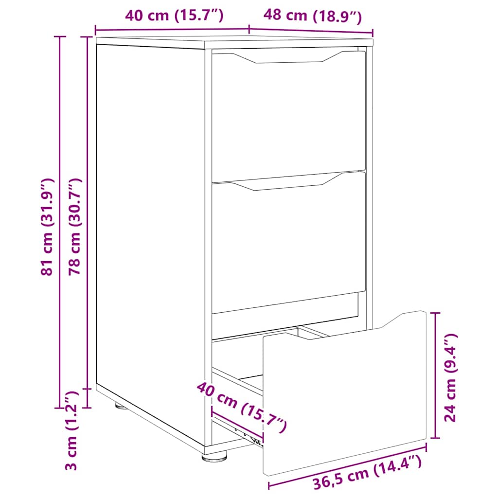 Storage Cabinet Grey Sonoma 40 x 48 x 81 cm
