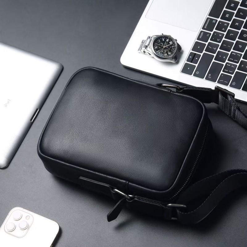 Men's Top Layer Cowhide Casual Fashionable Single Shoulder Crossbody Bag Classic Versatile Small Hand-held Men