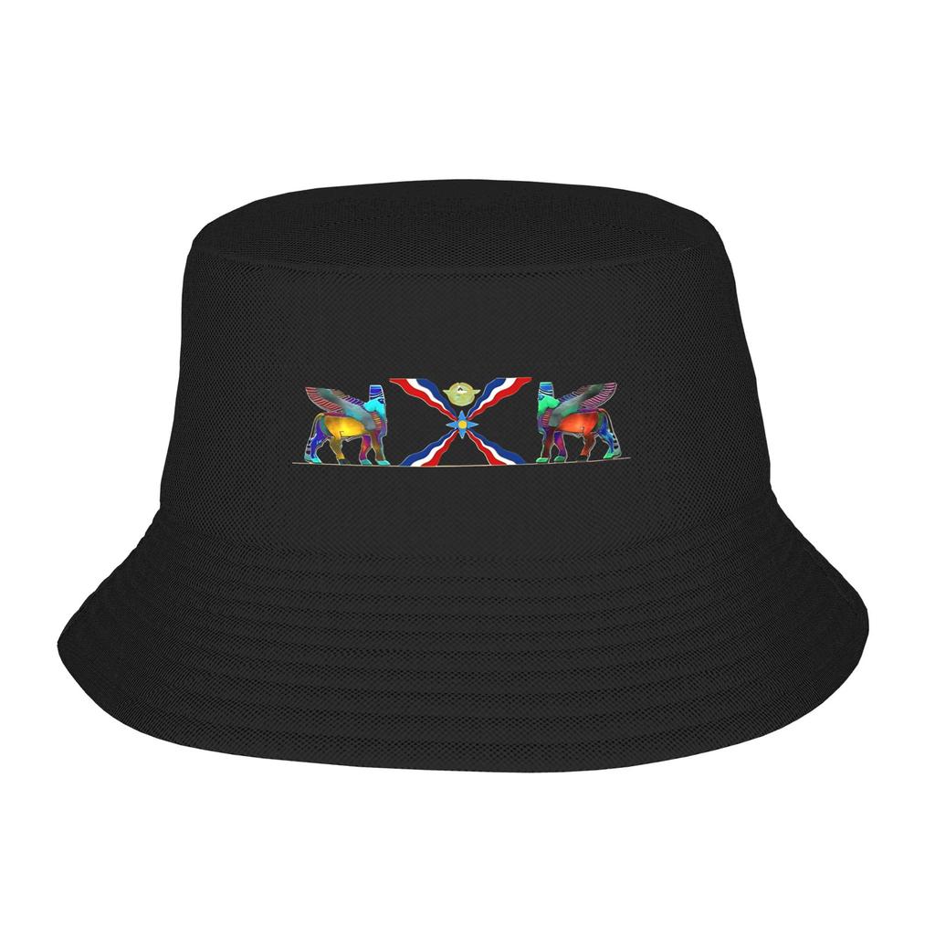 Assyrian Bucket Hat Summer Retro FisherUnisex Hats For Women Portable Travel Hiking Caps Hip Hop Printed Sun Hats