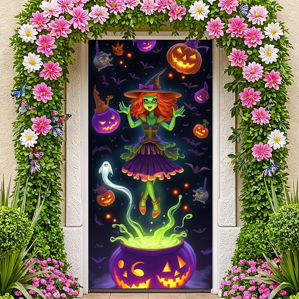 Halloween Banner Kessel Kürbis Banner Halloween Party Banner Farbenfrohes Design für Halloween Party Themenparty