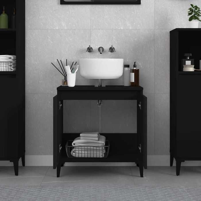 VidaXL Vanity Unit, Black, 58x33x60 Cm, Engineered Wood &; Metal, Bathroom Cabinet with Compartment 821261