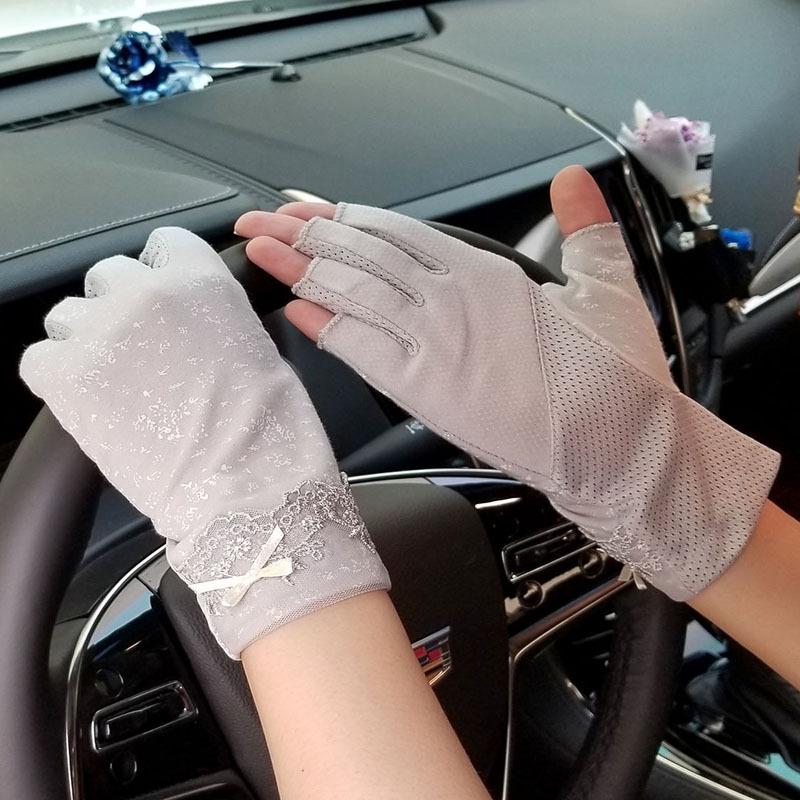 

Женские летние перчатки без пальцев для вождения, Хлопок, Дышащие, Нескользящие, Совместимые с сенсорным экраном, Идеально подходят для езды на электровелосипедах.