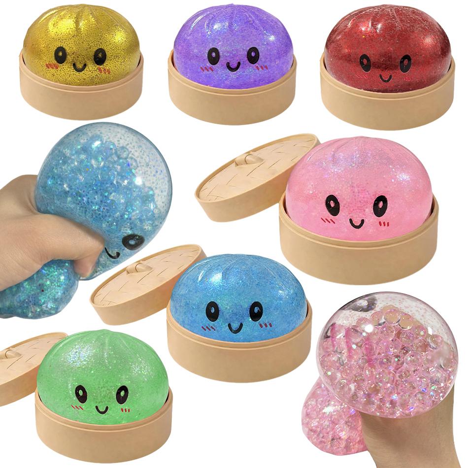 NEW Gold Bursting Water Droplets Simulated Dumpling Squishy Relaxing Anxiety Antistress Rebound Squeeze Toy