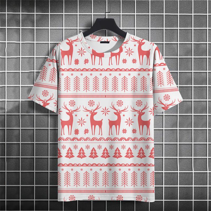 Summer Christmas Tree 3D Print T-Shirts Streetwear Men FashionOversized Casual O-Neck Short Sleeved T Shirt Tees Tops Clothing