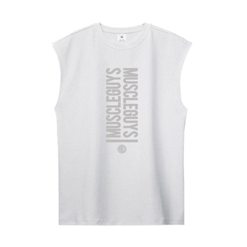 

Muscleguys Лето Треди Профессия Фитнес Танк Топ Сетка Быстросухая Синглеты Мышечные Топы Простая Мода Бодибилдинг Спортивная Одежда для мужчин XXL белый