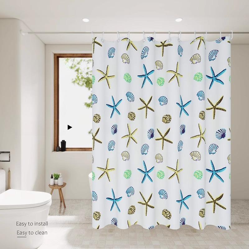 Transparent Waterproof Shower Curtain Bathroom Translucent Partition Curtain Easy Clean Wipe Mildew Proof Curtains with Hooks