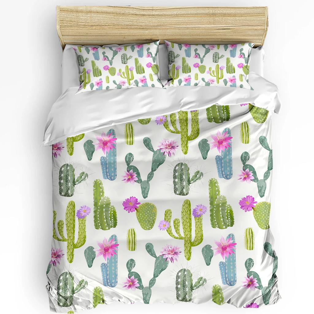 Flowerpot Cactus Flowers Green Leaves Plant Duvet Cover Bed Bedding Set Home Quilt Cover Pillowcases Bedding Set No Sheet