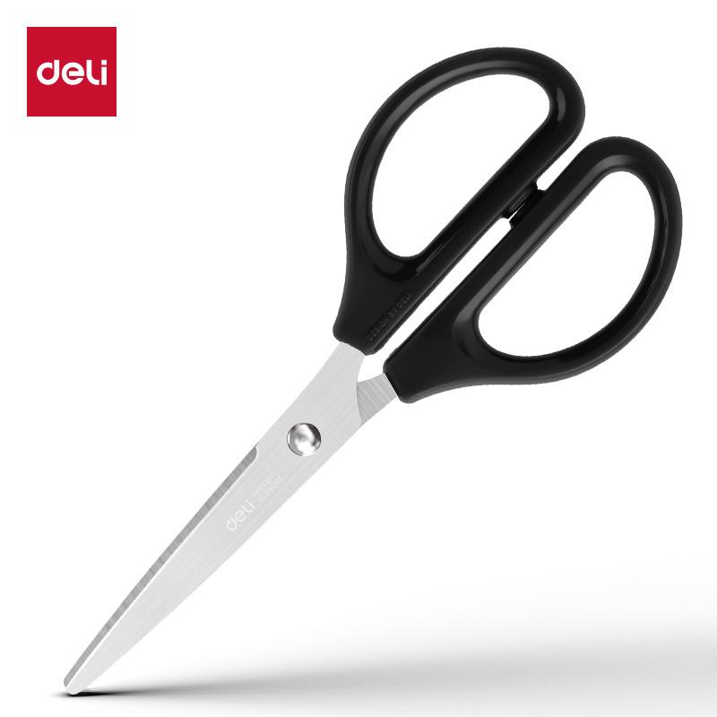 

Deli Household Scissors 0602: Black Handle, Stainless Steel, Anti-stick Office & Craft Scissors for Paper Cutting