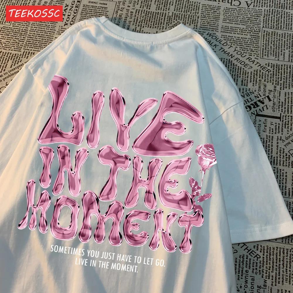 

Fashion Women TShirts Live in The MoUnisext Letter Printing Tees Breathable ONeck Summer Street Female Clothes Aesthetic Clothes S