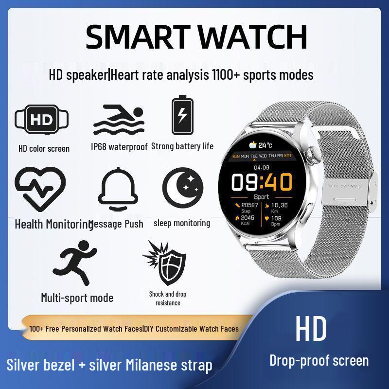 Smartwatch Fitness Tracker: Heart Rate, Blood Pressure, SpO2 Detection, IP68 Waterproof, Low Power, Long Battery Life for Running & Sports.