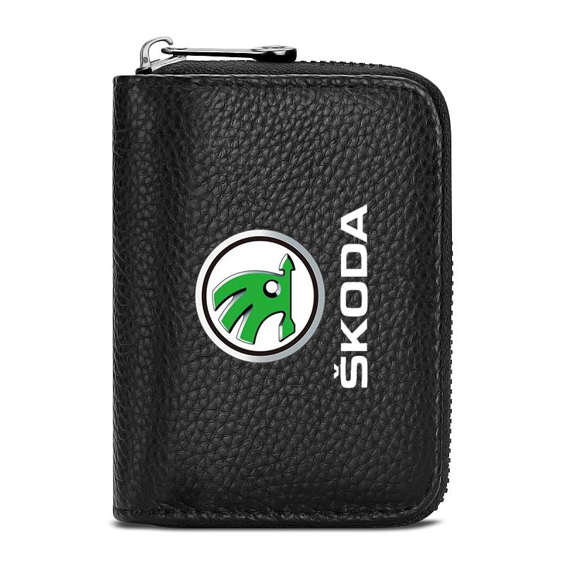 Leather Car Driver's License ID Card Bank Card Wallet Car Styling For Skoda Octavia Superb Rapid Kodiaq Karoq Fabia Kamiq Roomster Citigo