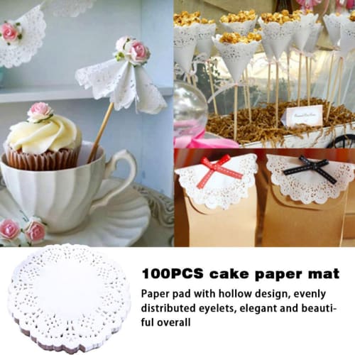 YUHAI Lace Paper, 100 Sheets, Round Coasters, Doilies, Candy, Cake, Wrapping Paper, Oil-Absorbent Paper, Greaseproof Paper, Lace Paper, Round Coasters