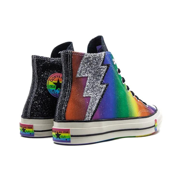 Converse Chuck 70 Hi 'Pride Shimmering Black Rainbow' (Unisex) Schwarze / Egret / Mehrfarbige Canvas-Schuhe 165713C