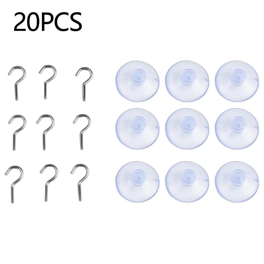20PCS Window Suction Cups With Metal Hooks Hanger Hanging Hook Sucker Cup 25mm Suction Cups Hooks Kitchen Organization