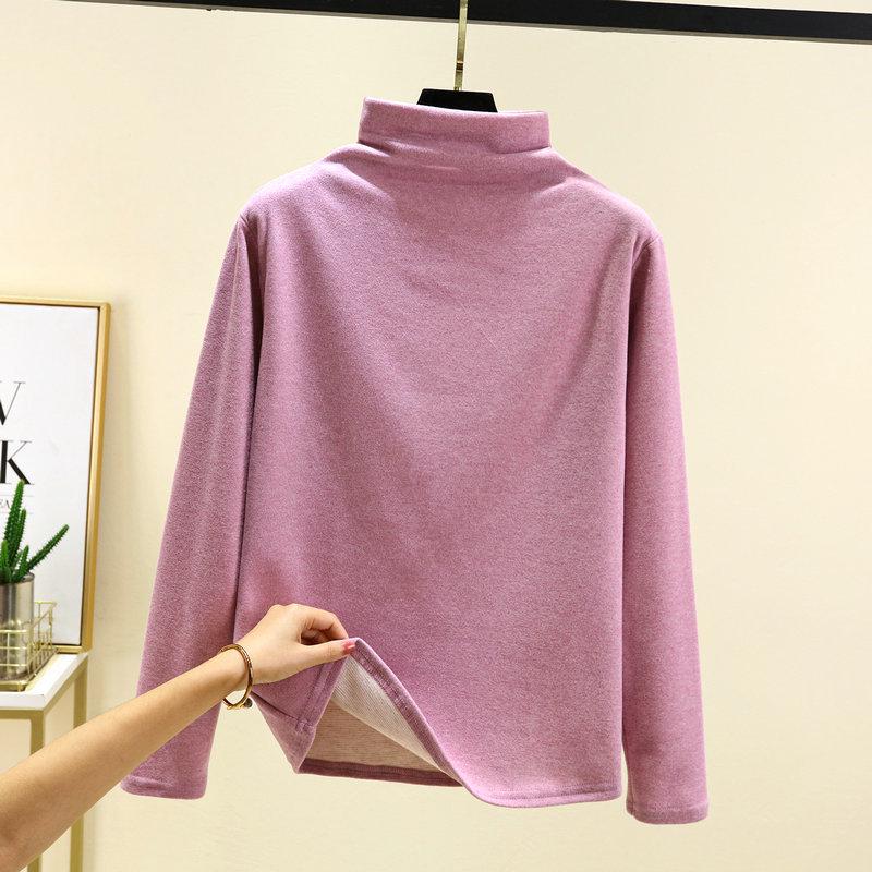 

Женский велюровый теплый флисовый топ-базовый слой с длинными рукавами и полувысоким воротником, генерирующий тепло, больших размеров 4XL (Recommended 160-175 jin)