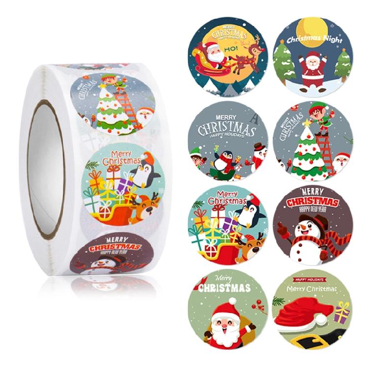 500x/Set Christmas Label Stickers DIY Santa Snowman Elk Adhesive Sealing Sticker