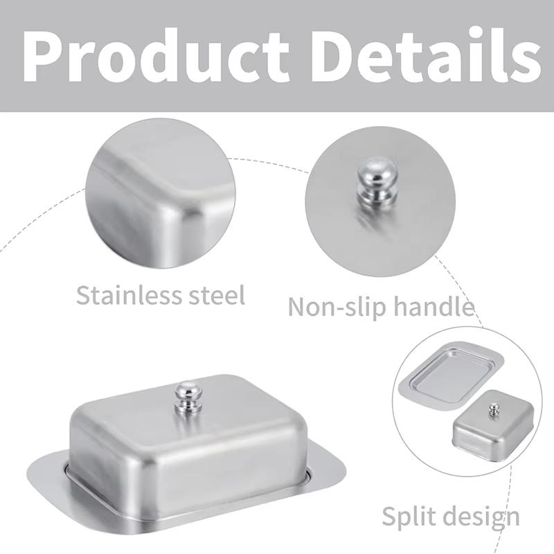 Stal nierdzewna Taca na masło, Retro Francuskie Pudełko na masło Pudełko do przechowywania z pokrywką Taca na masło, Naczynia stołowe Taca deserowa, Naczynia kuchenne