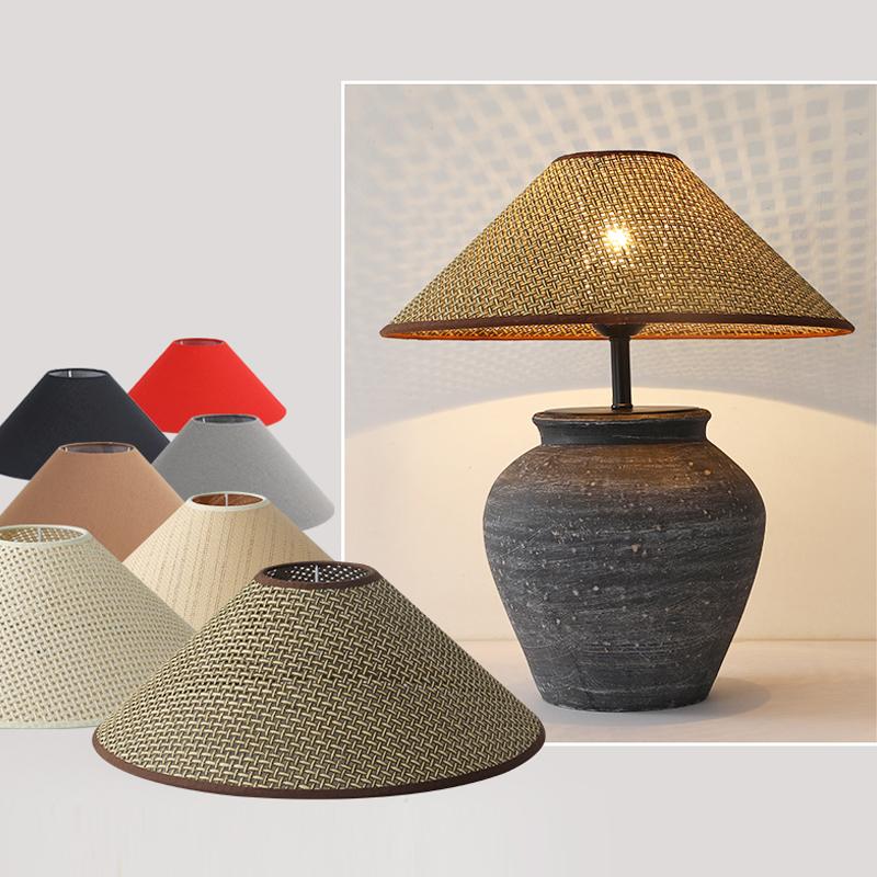 Vintage Rattan Woven Lampshade - Handmade Boho Table & Floor Lamp Shade for Hotel/Home Decor (E27 Bulb Base)