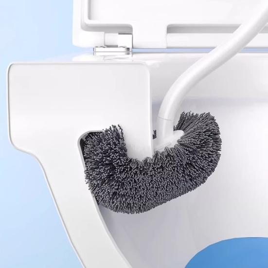 Toilet Brush with Suspension Design Hemisphere Head Extended Handle Suspension Style Toilet Brush Bathroom Cleaning Tool