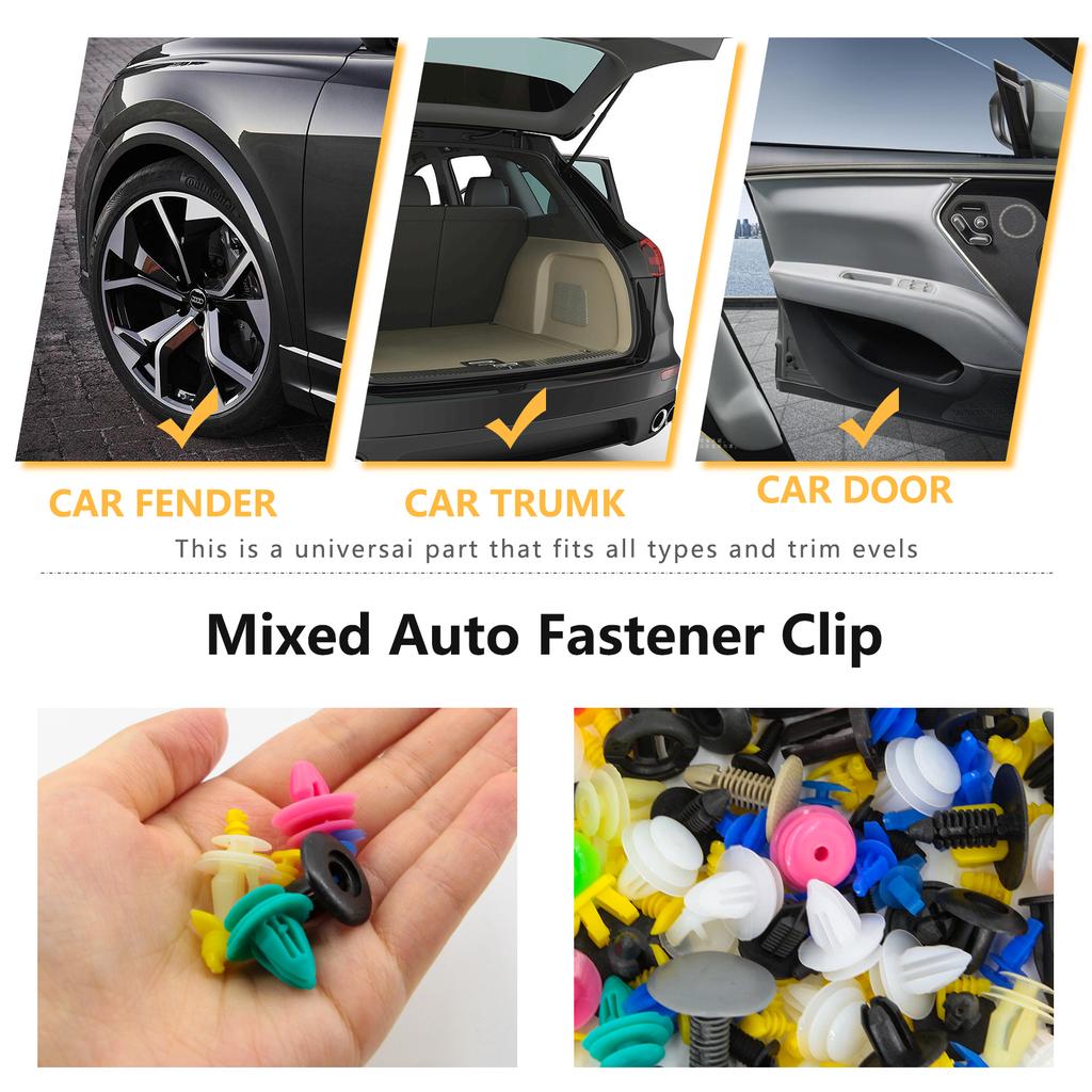 100pcs Car Clips Fastener Screws Bumper Interior Decoration Auto Plastic Random Mixing Universal Plastic