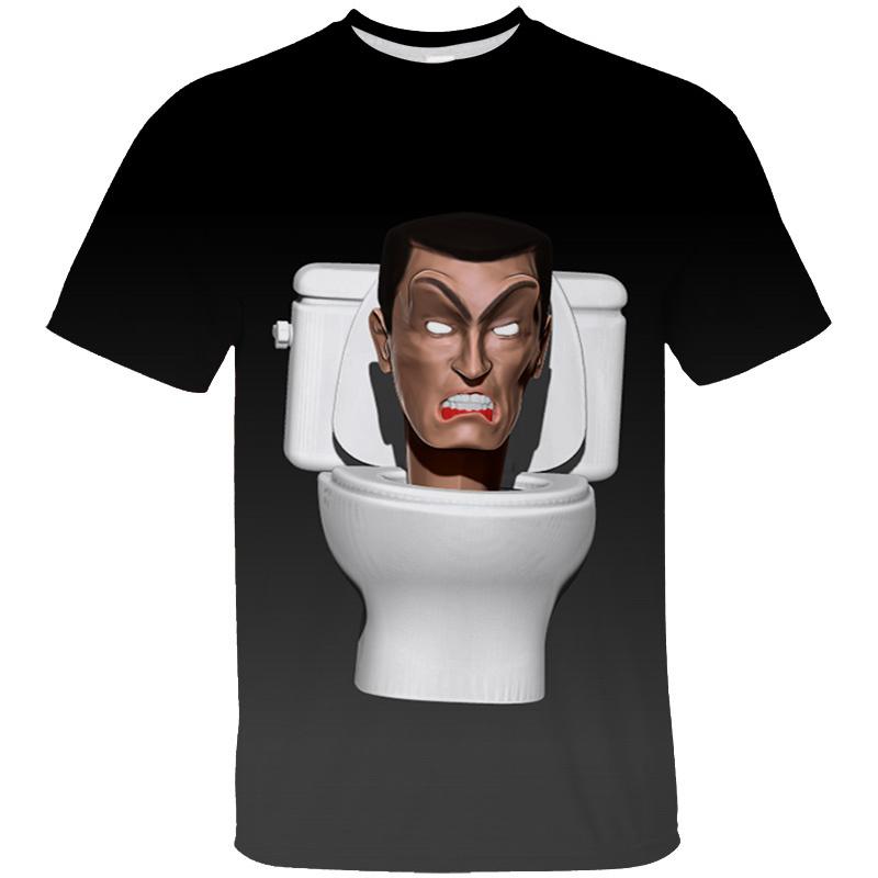 Men's 3D Printed Skibidi Short Sleeved Street Cartoon Camera Printed Fashionable T-shirt