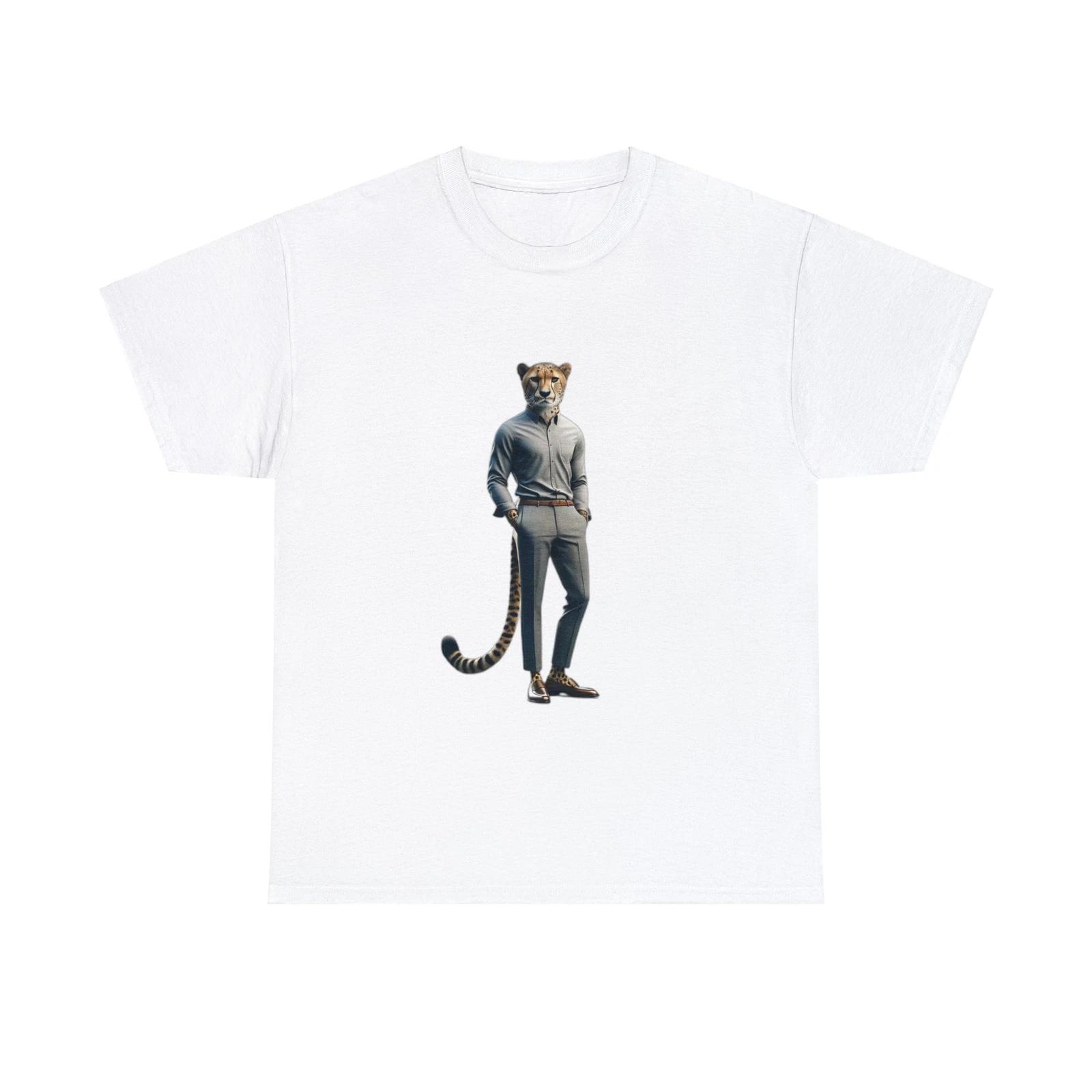 Unisex Adult T-Shirt: Majestic Cheetah Dressed in Business Casual Graphic Tee M