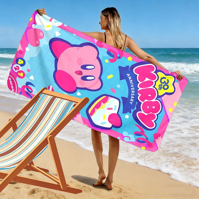 Kirby Print Beach Towel, Large Soft Quick Dry Towel for Beach Camping Swimming