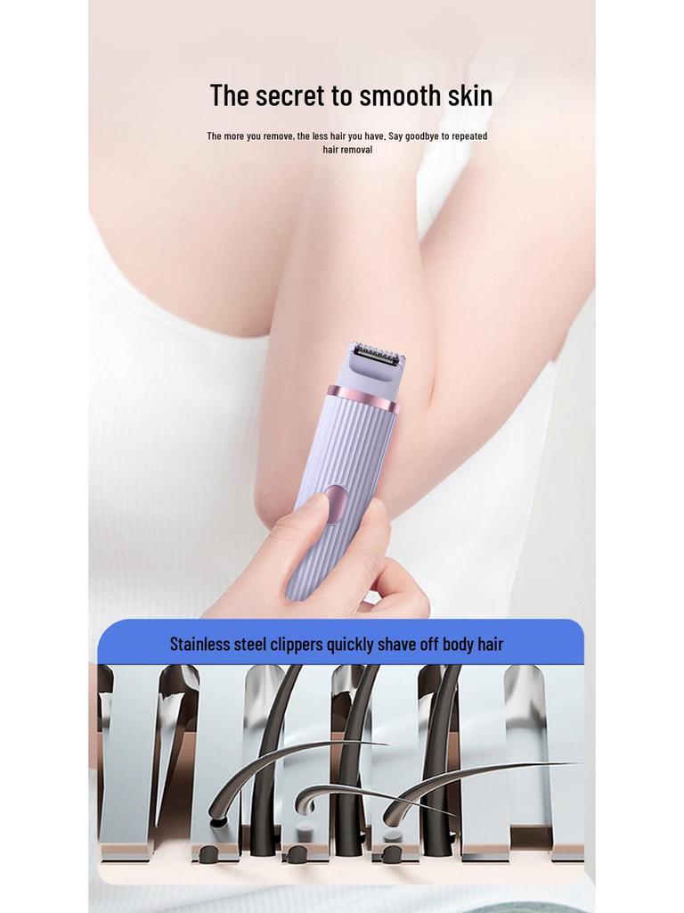 Dual-Head Electric Women's Shaver & Epilator: Full Body and Pubic Hair Trimmer