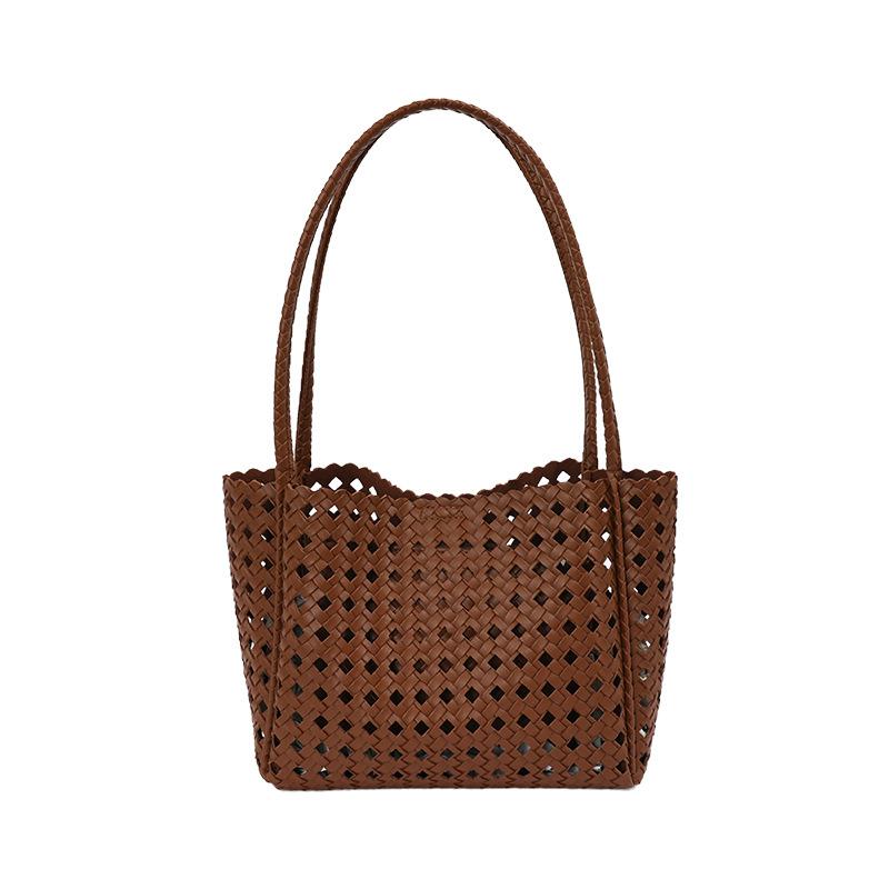 Retro portable woven hollow tote bag women's summer new simple large-capacity shoulder armpit bag