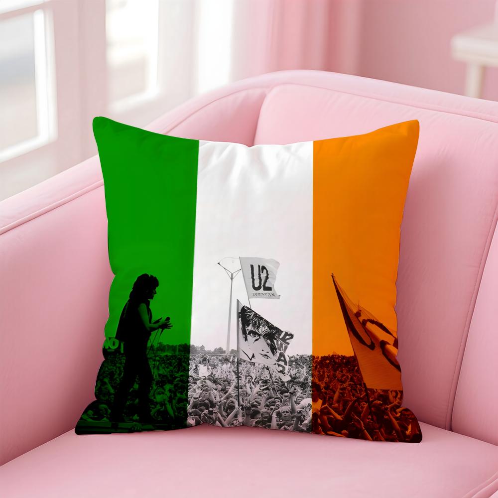 Irish rock Innovative Grandiose Provocative UU2S band Cushion Cover Pillow Case Soft Friendly Fabric  Concealed Zipper