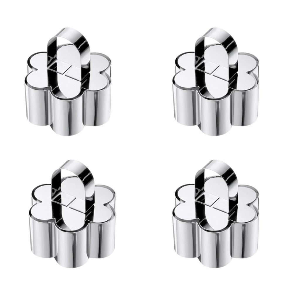 

4Pcs Stainless Steel Cake Ring Mold DIY Baking Reusable Dessert Food Molds with Pushers Easy Release Cookie Dough Cutting