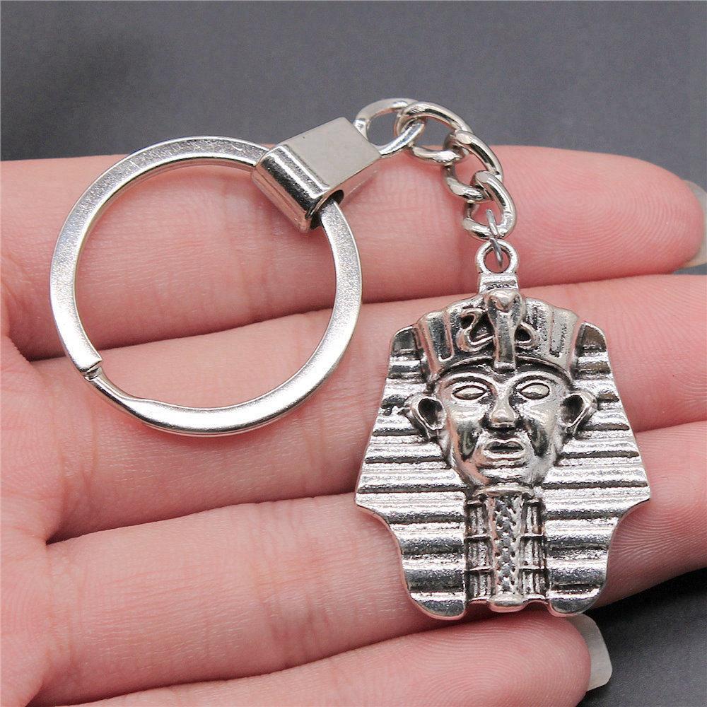 Chiefs Pharaohs Buddha Spiritual Amulet Pendant Antique Bronze Metal Keychain with 30mm Ring for Couples
