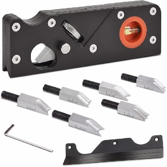 Chamfer Plane-Woodworking Edge Corner Plane with Auxiliary Locator, Hand Plane Suitable for Quick Edge Trimming of Wood (W/7cuters)
