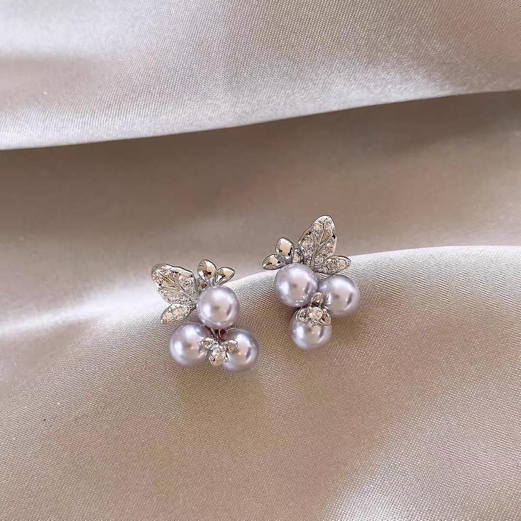 Pendientes de Borla de Flor de Perla de Aguja de Plata - Joyería de Moda para Mujer que Combina con Todo