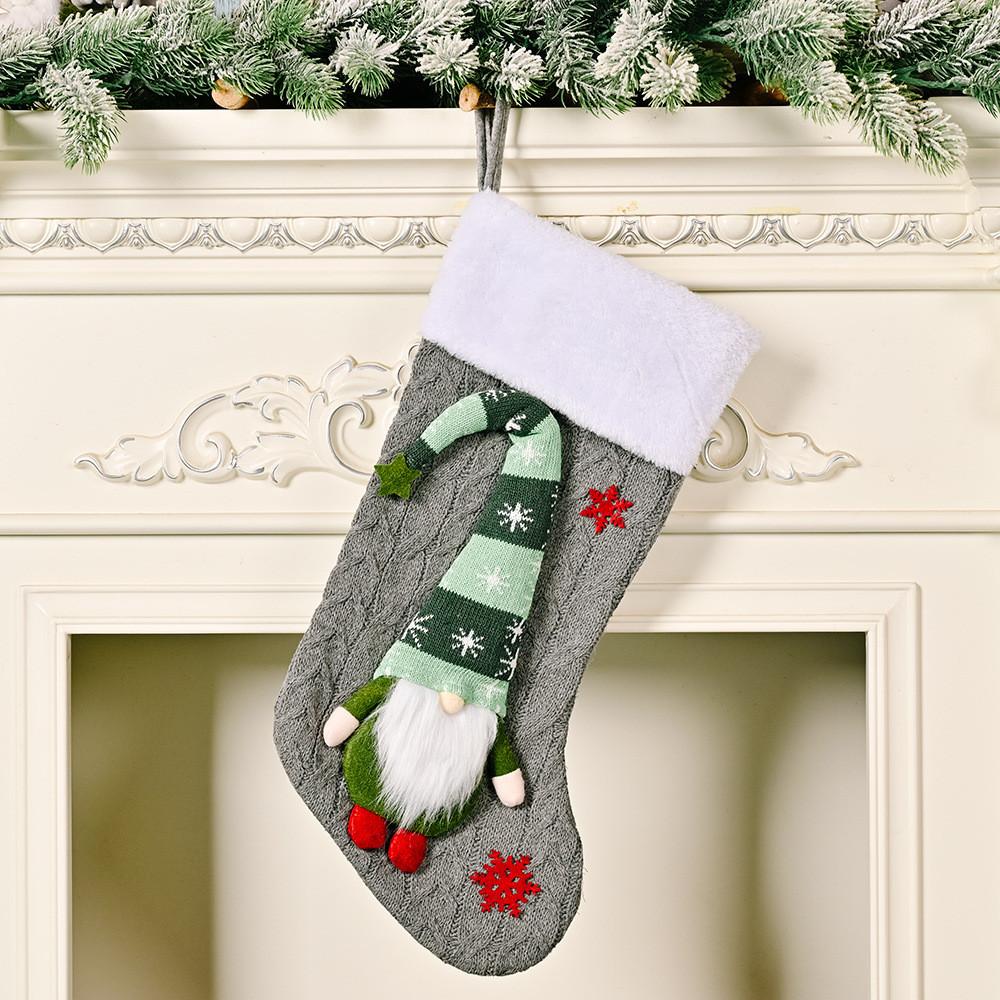 

Christmas Forester Decoration Knitted Wool Stockings Rudolph Doll Bags Gift сірий