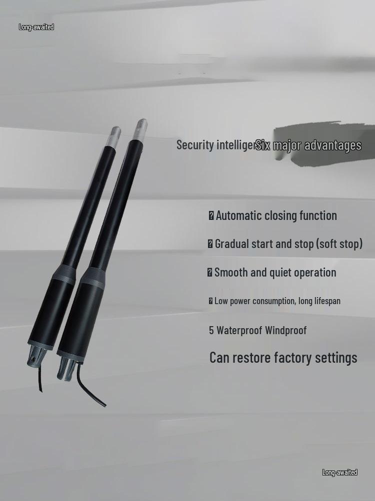 Electric Remote Control Swing Gate Opener for Small Hinged Doors - Solar Powered with Straight Arm Z-shaped Opening