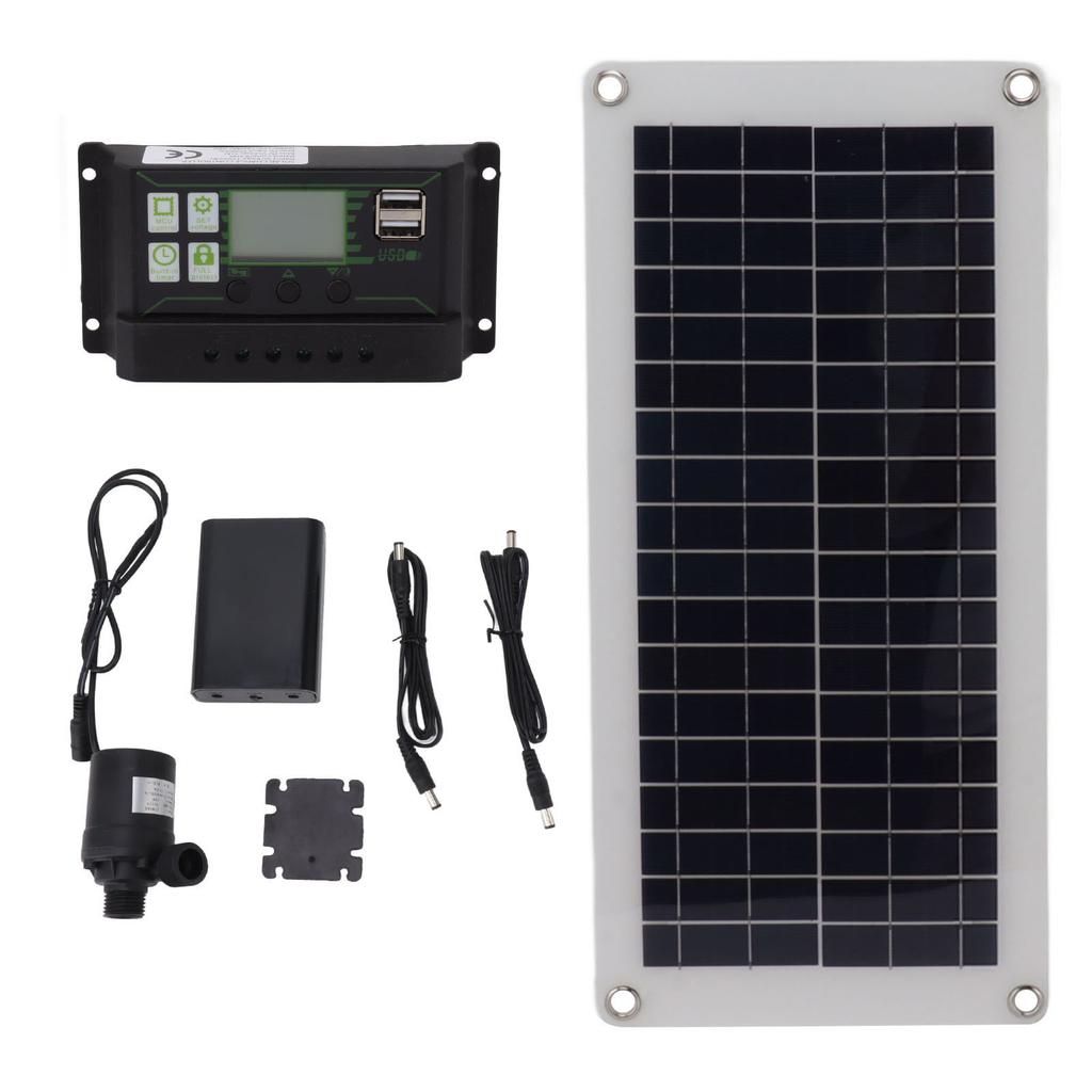 Solar Panel Kit Polycrystalline 100A Controller 10W 18V Solar Charging Panel with Battery Box Pump