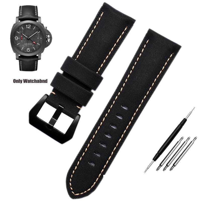 Nylon Carbon fiber Leather Watch strap For Panerai Luminor PAM01661 799 616 Scaphium Affine Canvas Watchband Male 24mm Bracelet 22mm