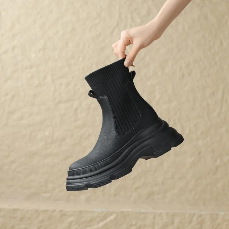 Shoes for Women 2025 New Autumn Versatile Large Size Women's Boots Casual High Quality Round Toe Sponge Bottom Fashion Boots