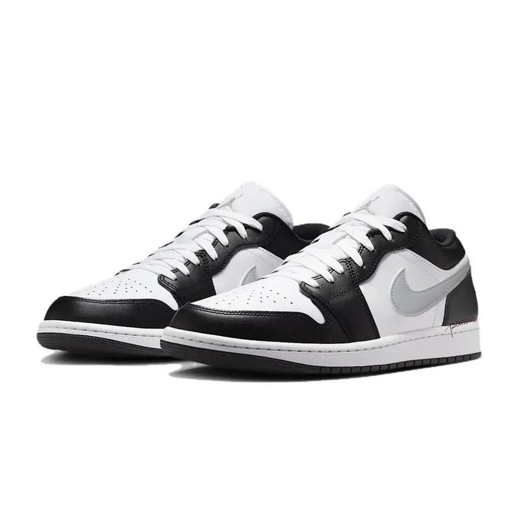 Jordan Air Jordan 1 Silver Star Abrasion Resistant Low top Vintage Basketball Shoes Unisex Black Silver 553558-165(Team1001-)