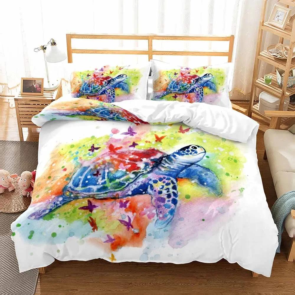 Comforter 3D Printed Sea Turtles Bedding Set Single Adults S Cute Queen King Bedroom Bedclothes Marine Organism