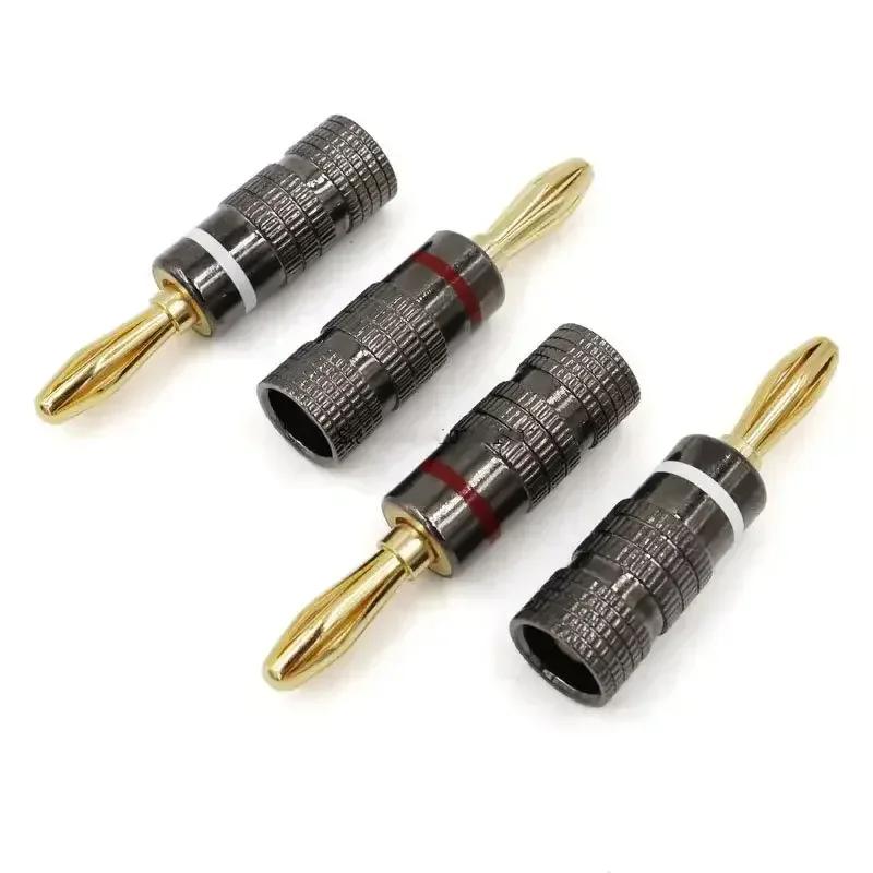 4pcs/10pcs Banana Connector 4mm Speaker Banana Plugs 24K Copper Gold Plated 4mm Banana Jack Match with 4mm Binding Post