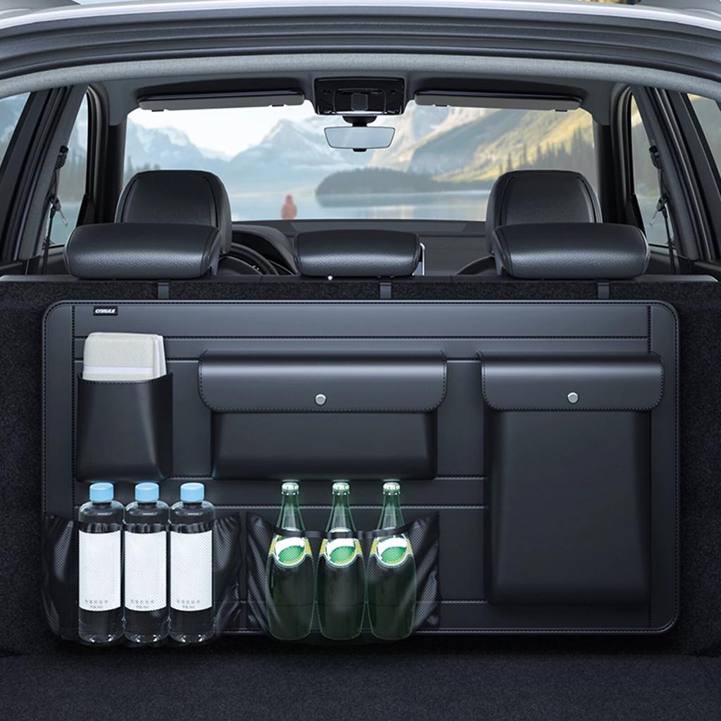 High Capacity Adjustable Car Storage Box Backseat Trunk Organizer PU Leather Car Seat Back Organizers