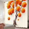 Set Of 2 Flat Printing Party Curtain Autumn Geometric Tree Digital Printed Polyester Drapes Seasonal Holiday Decor