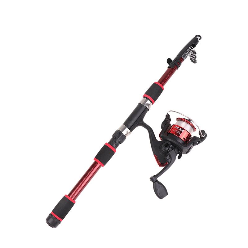 1.8M Telescopic Fishing Rod Spinning Fishing Reel Set Portable Seaing Pole Throwing Rod Remote Fiberglass Gear